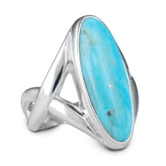 Sterling Silver Kingman Turquoise Elongated Ring