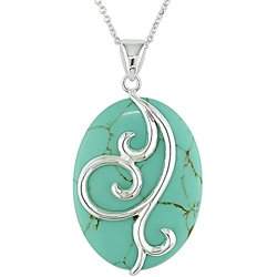 Sterling Silver Oval Turquoise Necklace